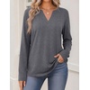 Zeagoo Womens Tops Long Sleeve V Neck Tee Shirts Cute Dressy Casual(B-grey)