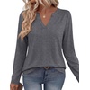 Zeagoo Womens Tops Long Sleeve V Neck Tee Shirts Cute Dressy Casual(B-grey)