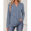 Zeagoo Womens Tops Long Sleeve V Neck Tee Shirts Cute Dressy Casual(Blue Stripes Tz480)