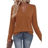 Zeagoo Womens Tops Long Sleeve V Neck Tee Shirts Cute Dressy Casual(B-maple)