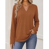 Zeagoo Womens Tops Long Sleeve V Neck Tee Shirts Cute Dressy Casual(B-maple)