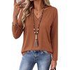 Zeagoo Womens Tops Long Sleeve V Neck Tee Shirts Cute Dressy Casual(B-maple)