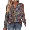 Zeagoo Womens Tops Long Sleeve V Neck Tee Shirts Cute Dressy Casual(Bohemian Mz721)