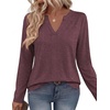 Zeagoo Womens Tops Long Sleeve V Neck Tee Shirts Cute Dressy Casual(B-red)