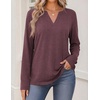 Zeagoo Womens Tops Long Sleeve V Neck Tee Shirts Cute Dressy Casual(B-red)