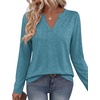Zeagoo Womens Tops Long Sleeve V Neck Tee Shirts Cute Dressy Casual(B-turquoise)