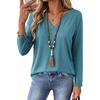 Zeagoo Womens Tops Long Sleeve V Neck Tee Shirts Cute Dressy Casual(B-turquoise)
