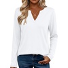 Zeagoo Womens Tops Long Sleeve V Neck Tee Shirts Cute Dressy Casual(B-white)