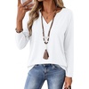 Zeagoo Womens Tops Long Sleeve V Neck Tee Shirts Cute Dressy Casual(B-white)