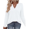 Zeagoo Womens Tops Long Sleeve V Neck Tee Shirts Cute Dressy Casual(B-white)