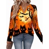 Zeagoo Womens Tops Long Sleeve V Neck Tee Shirts Cute Dressy Casual(Halloween Orange Cat Ws88)