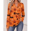 Zeagoo Womens Tops Long Sleeve V Neck Tee Shirts Cute Dressy Casual(Halloween Orange Pumpkins Ws85)