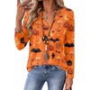 Zeagoo Womens Tops Long Sleeve V Neck Tee Shirts Cute Dressy Casual(Halloween Orange Pumpkins Ws85)