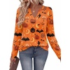 Zeagoo Womens Tops Long Sleeve V Neck Tee Shirts Cute Dressy Casual(Halloween Orange Pumpkins Ws85)