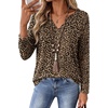 Zeagoo Womens Tops Long Sleeve V Neck Tee Shirts Cute Dressy Casual(Leopard Print An136)