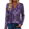 Zeagoo Womens Tops Long Sleeve V Neck Tee Shirts Cute Dressy Casual(Purple Boho Mz907)