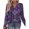 Zeagoo Womens Tops Long Sleeve V Neck Tee Shirts Cute Dressy Casual(Purple Boho Mz907)