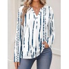 Zeagoo Womens Tops Long Sleeve V Neck Tee Shirts Cute Dressy Casual(White Blue Zr229)