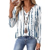 Zeagoo Womens Tops Long Sleeve V Neck Tee Shirts Cute Dressy Casual(White Blue Zr229)