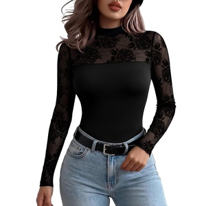 Zeagoo Long Sleeve Shirts for Women’s Lace Tops Mesh Sheer Sexy Fall Blouse(Black Roses-sa5)