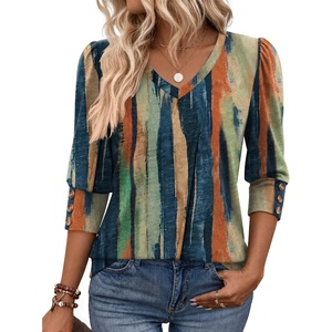 Zeagoo Womens 3/4 Sleeve V Neck T Shirts Dressy Casual Tops(01-cx289)