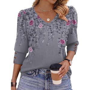 Zeagoo Womens 3/4 Sleeve V Neck T Shirts Dressy Casual Tops(01-hf36)