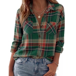 Zeagoo Womens Flannel Shirts Long Sleeve Button Down Casual Fall Plaid Top(14-green Gw553)