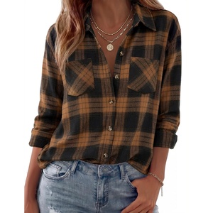 Zeagoo Womens Flannel Shirts Long Sleeve Button Down Casual Fall Plaid Top(5-khaki Gz803)