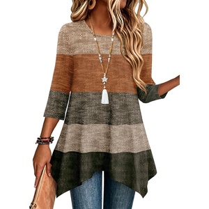 Zeagoo Womens Tops 3/4 Sleeve loose fit dressy Tunics Plus Size Boho Shirts(Jh398)