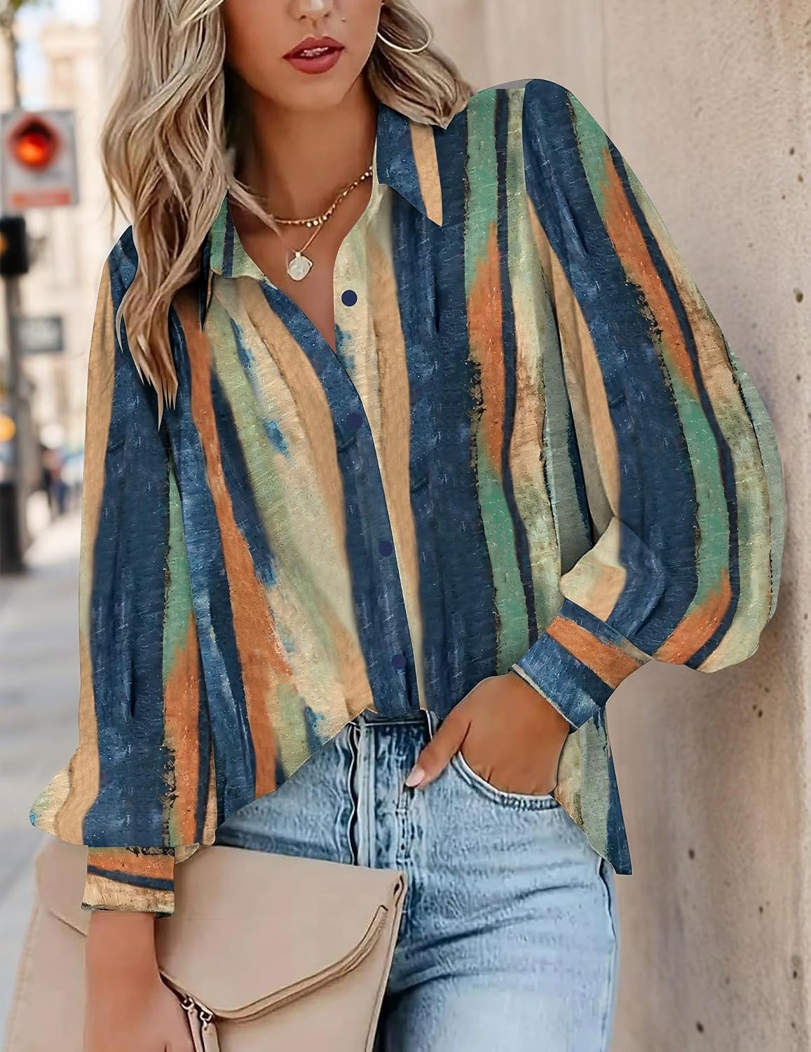 image:imageZeagoo Women Button Down Shirts Casual Long Sleeve Tops Work BlousesCx289multicolored