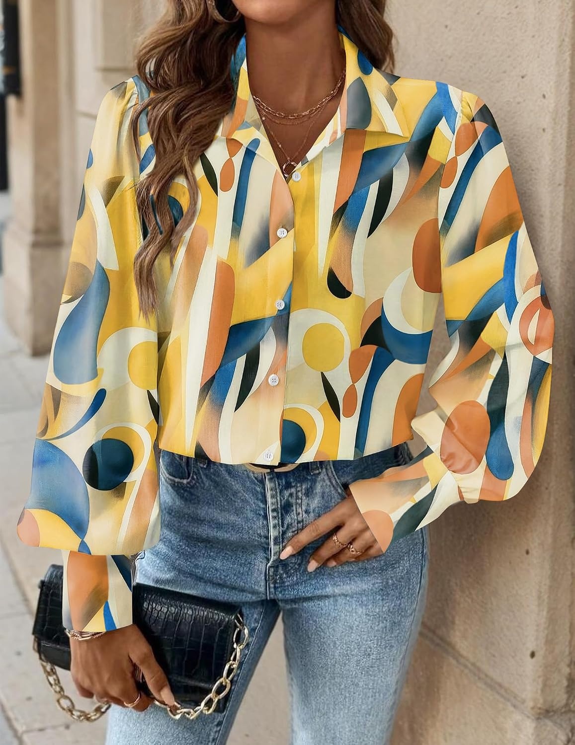 image:imageZeagoo Women Button Down Shirts Casual Long Sleeve Tops Work BlousesJh579multicolored