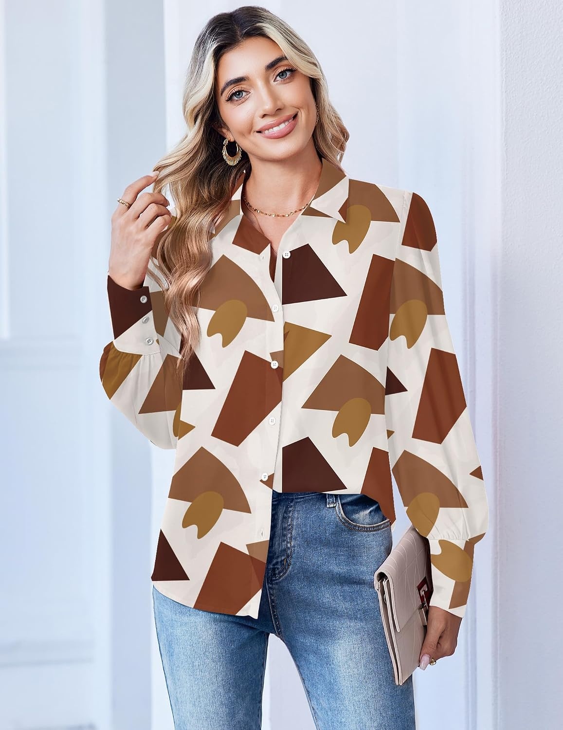 image:imageZeagoo Women Button Down Shirts Casual Long Sleeve Tops Work BlousesJh587