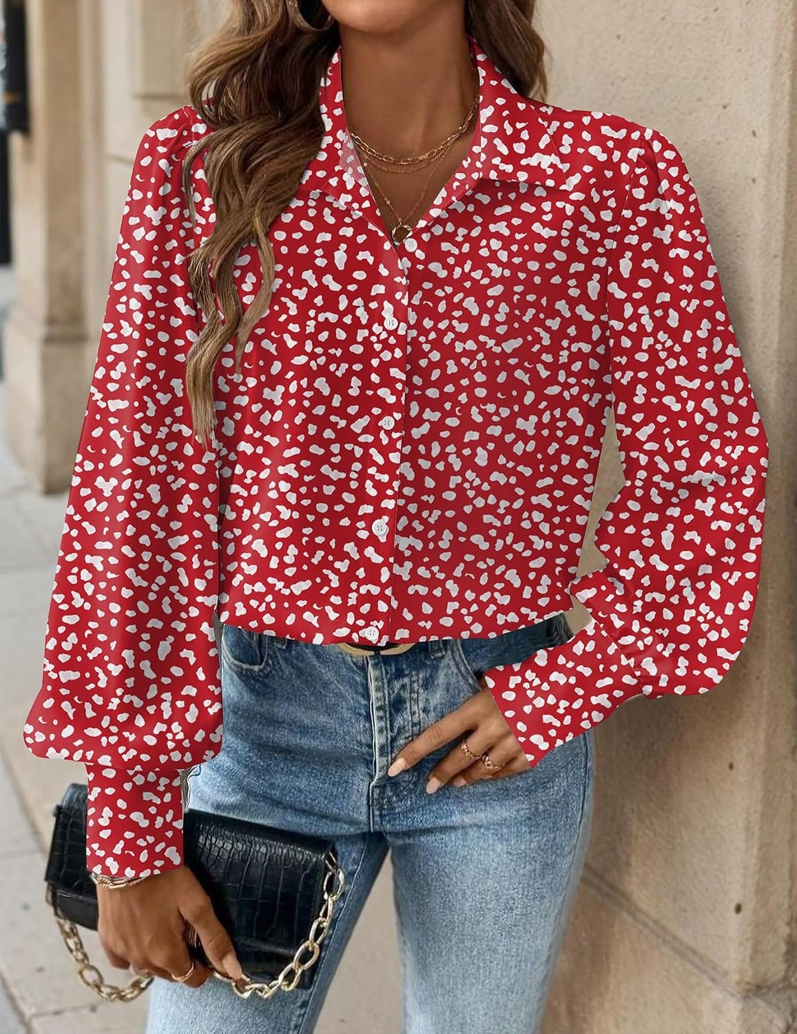 image:imageZeagoo Women Button Down Shirts Casual Long Sleeve Tops Work BlousesJh590red