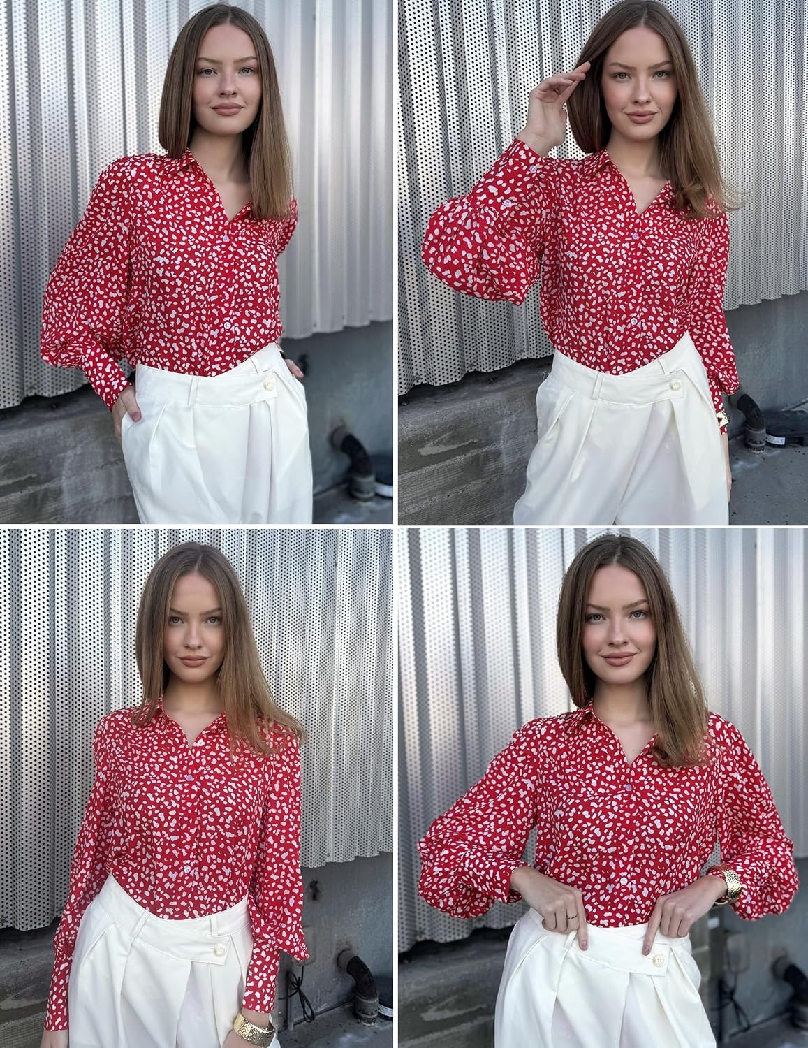 image:imageZeagoo Women Button Down Shirts Casual Long Sleeve Tops Work BlousesJh590red