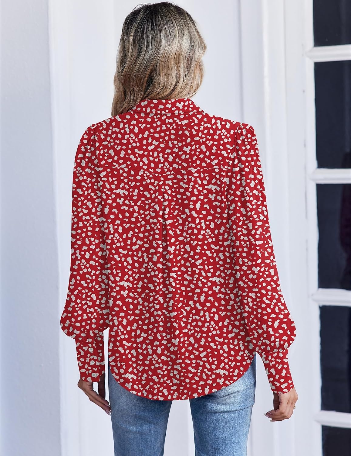 image:imageZeagoo Women Button Down Shirts Casual Long Sleeve Tops Work BlousesJh590red