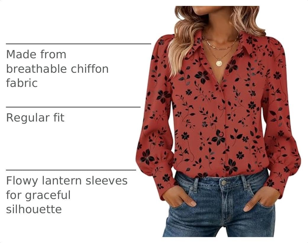 image:imageZeagoo Women Button Down Shirts Casual Long Sleeve Tops Work BlousesSf290pattern