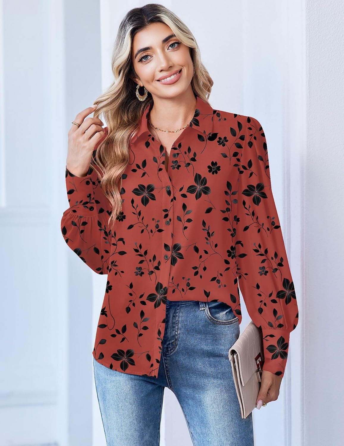 image:imageZeagoo Women Button Down Shirts Casual Long Sleeve Tops Work BlousesSf290pattern