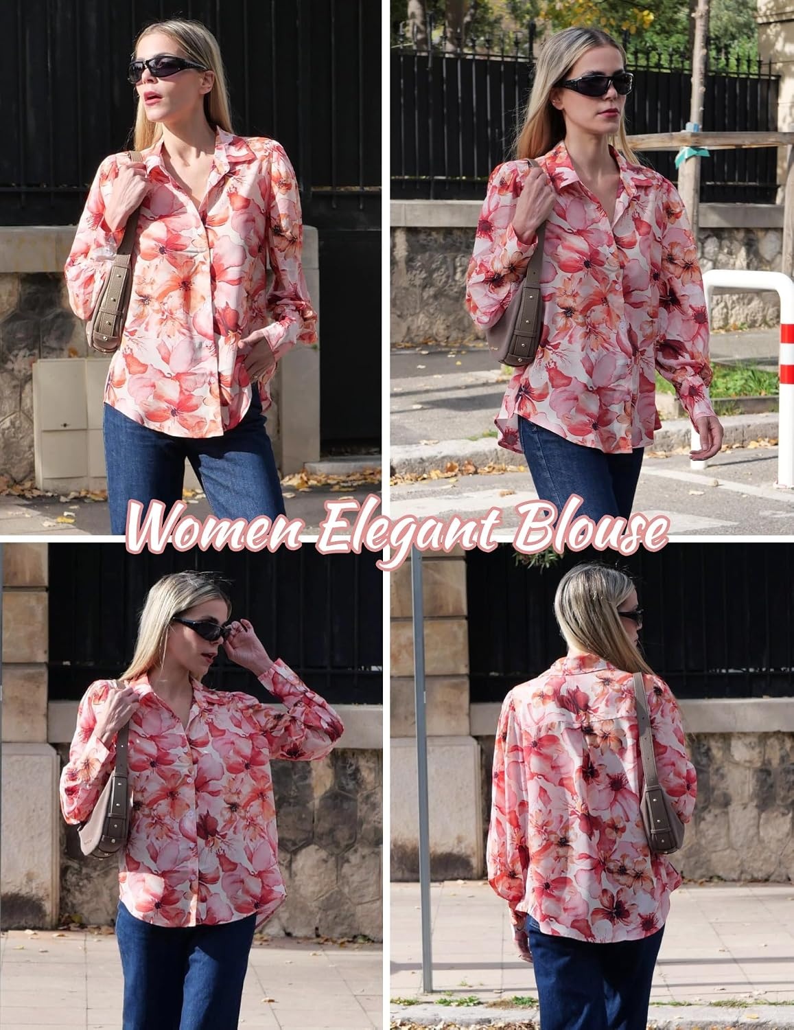 image:imageZeagoo Women Button Down Shirts Casual Long Sleeve Tops Work BlousesWf97pink