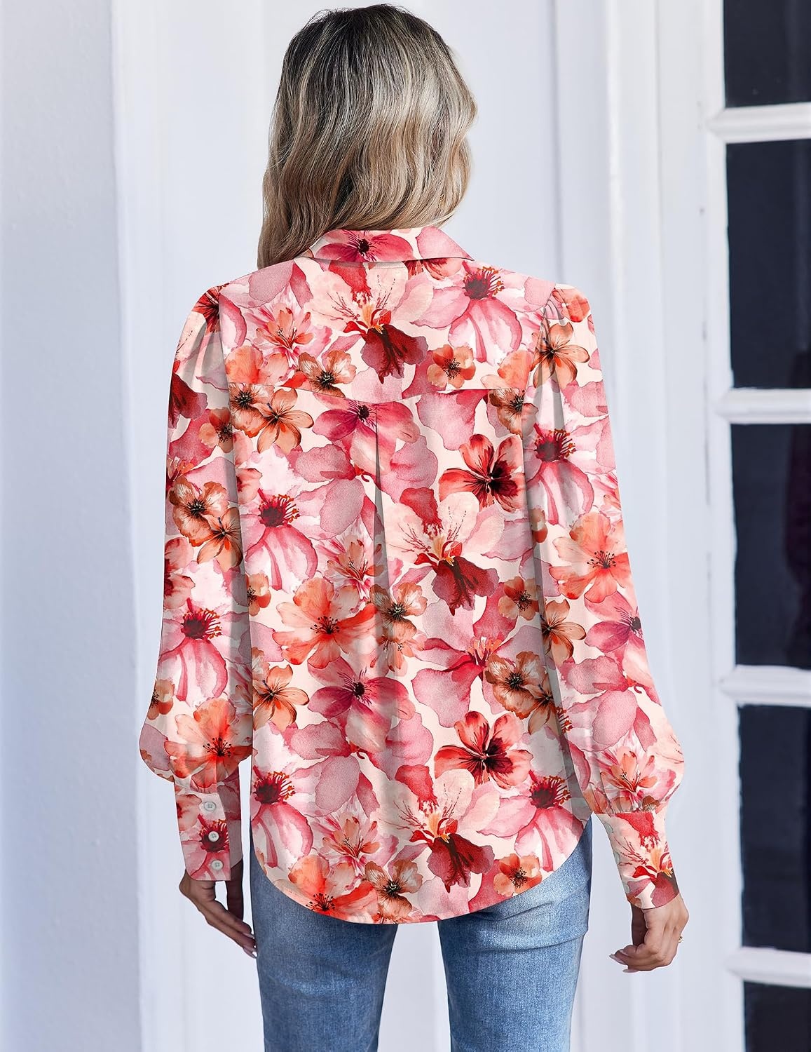 image:imageZeagoo Women Button Down Shirts Casual Long Sleeve Tops Work BlousesWf97pink
