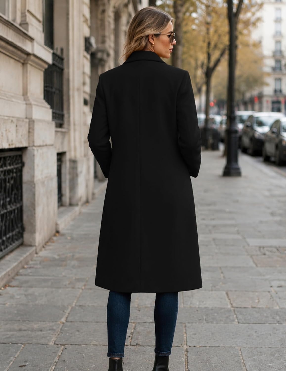 image:imageZeagoo Women Winter Wool Coat Notch Lapel SingleBreasted Mid Long PeacoatBlack
