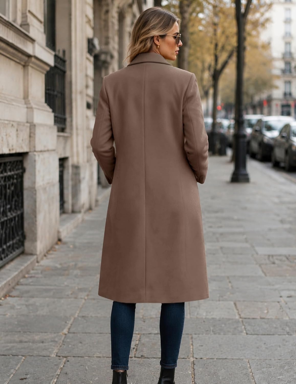 image:imageZeagoo Women Winter Wool Coat Notch Lapel SingleBreasted Mid Long PeacoatCamel