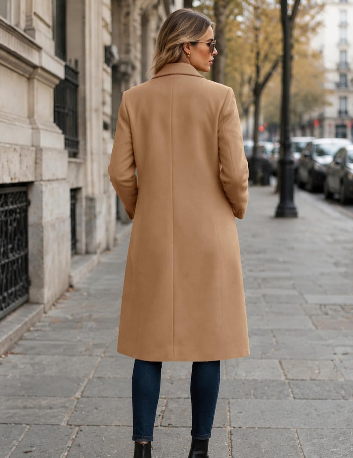 image:imageZeagoo Women Winter Wool Coat Notch Lapel SingleBreasted Mid Long PeacoatKhaki