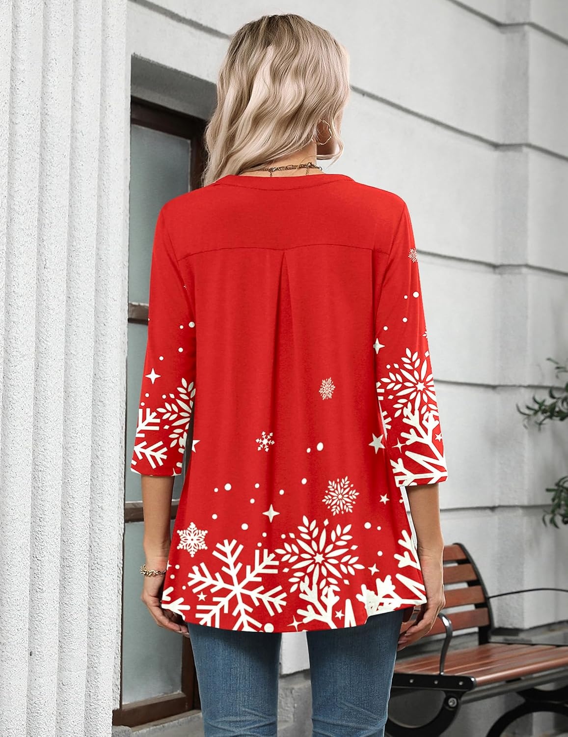 image:imageZeagoo Womens 34 Length Sleeve Tops V Neck Tunic Dressy Casual BlouseSnowflake