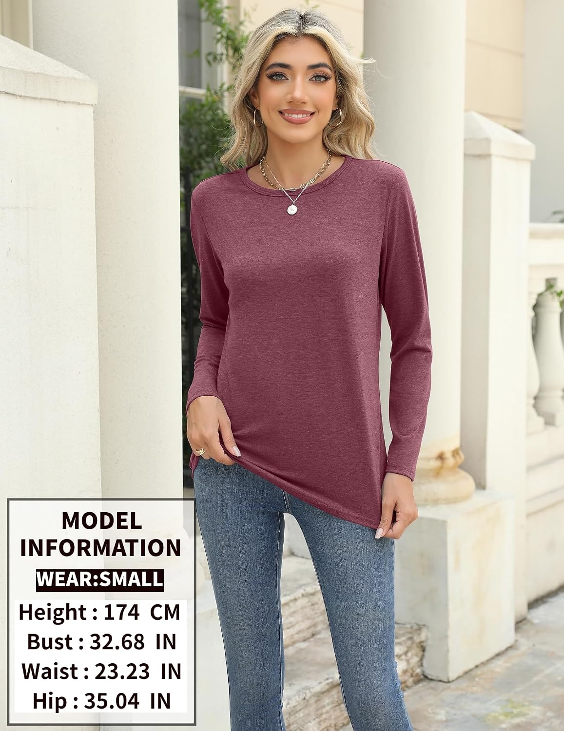 image:imageZeagoo Womens Casual Shirts Long Sleeve Tops Crewneck Tshirts Fall ClothesBlackbluemaroon