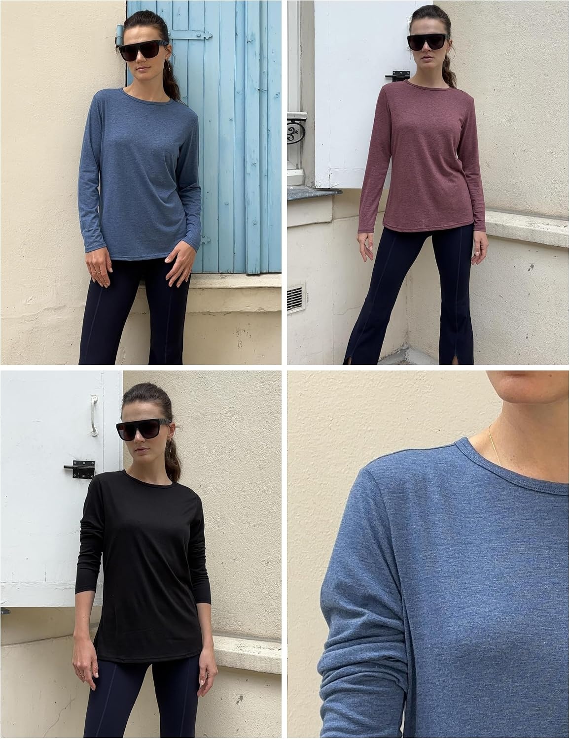 image:imageZeagoo Womens Casual Shirts Long Sleeve Tops Crewneck Tshirts Fall ClothesBlackbluemaroon