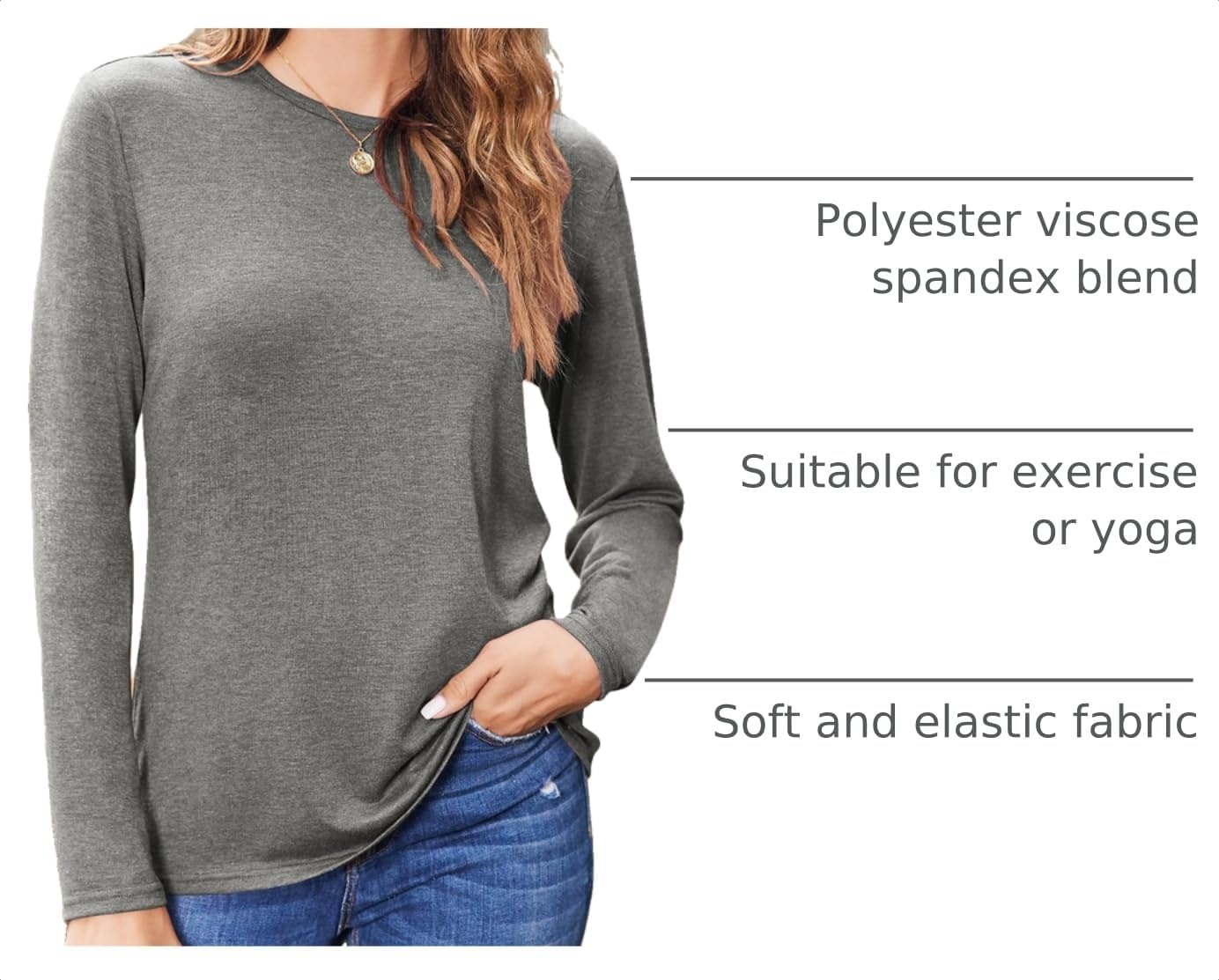 image:imageZeagoo Womens Casual Shirts Long Sleeve Tops Crewneck Tshirts Fall ClothesBlackwhitegrey