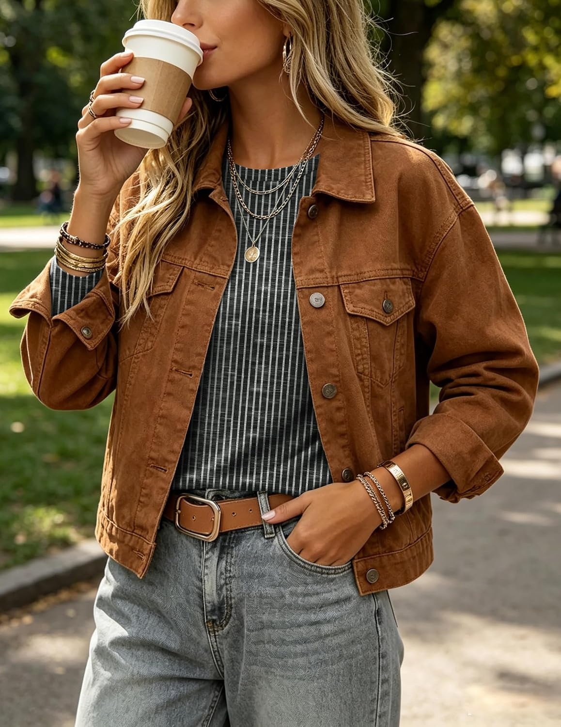 image:imageZeagoo Womens Casual Shirts Long Sleeve Tops Crewneck Tshirts Fall ClothesZ Stripes Black 400