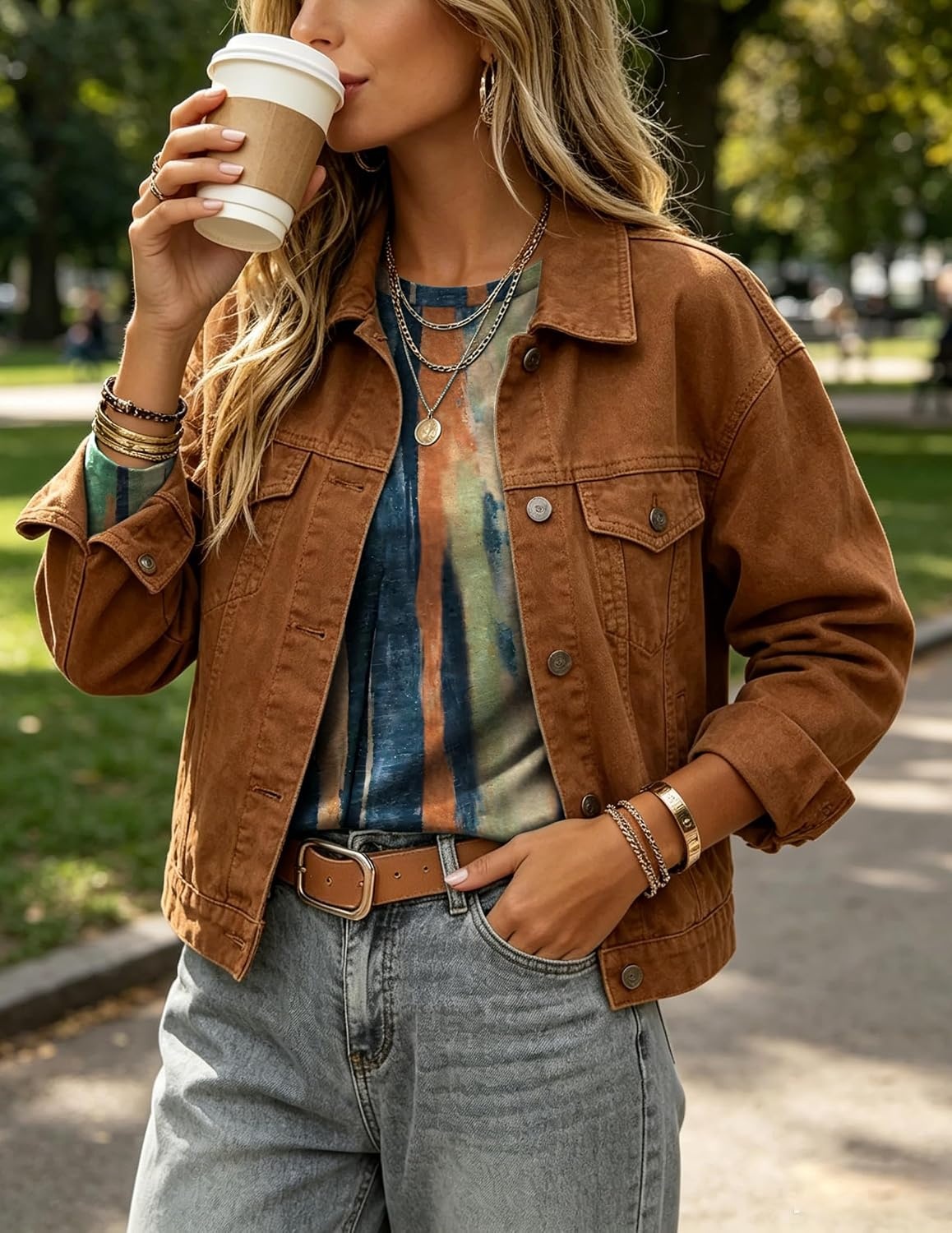 image:imageZeagoo Womens Casual Shirts Long Sleeve Tops Crewneck Tshirts Fall ClothesZ Stripes Multicolor 289