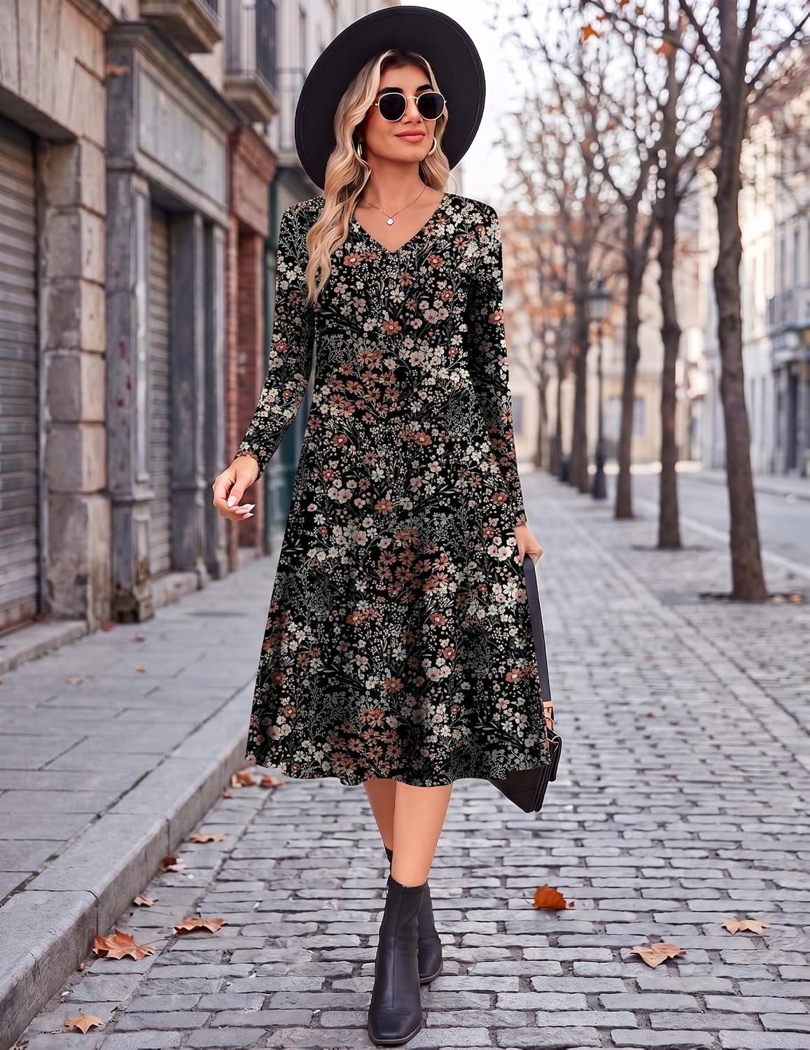 image:imageZeagoo Womens Fall Dress with Pockets Casual A Line Dresses