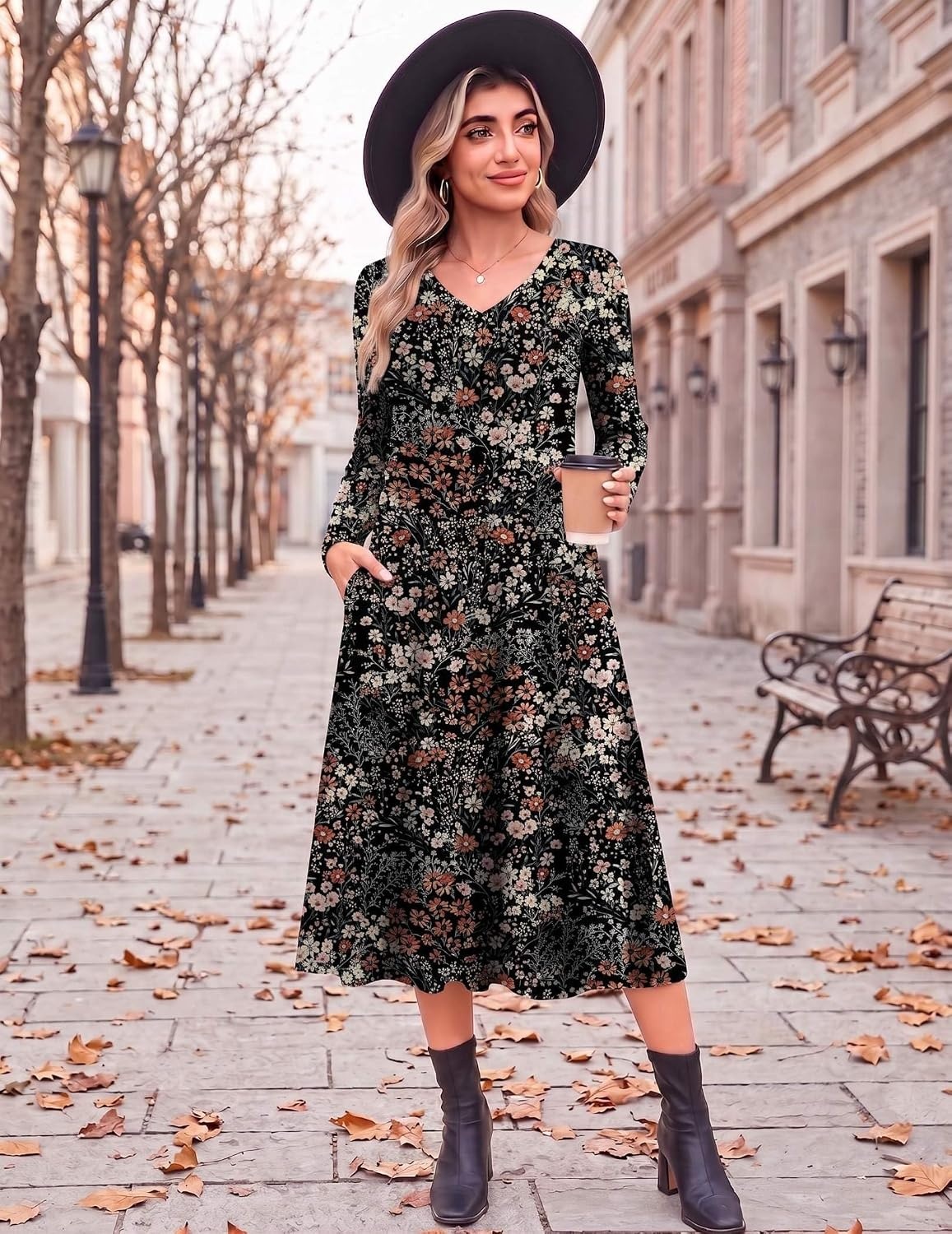 image:imageZeagoo Womens Fall Dress with Pockets Casual A Line Dresses